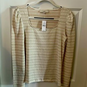 Loft cream colored top with gold threading